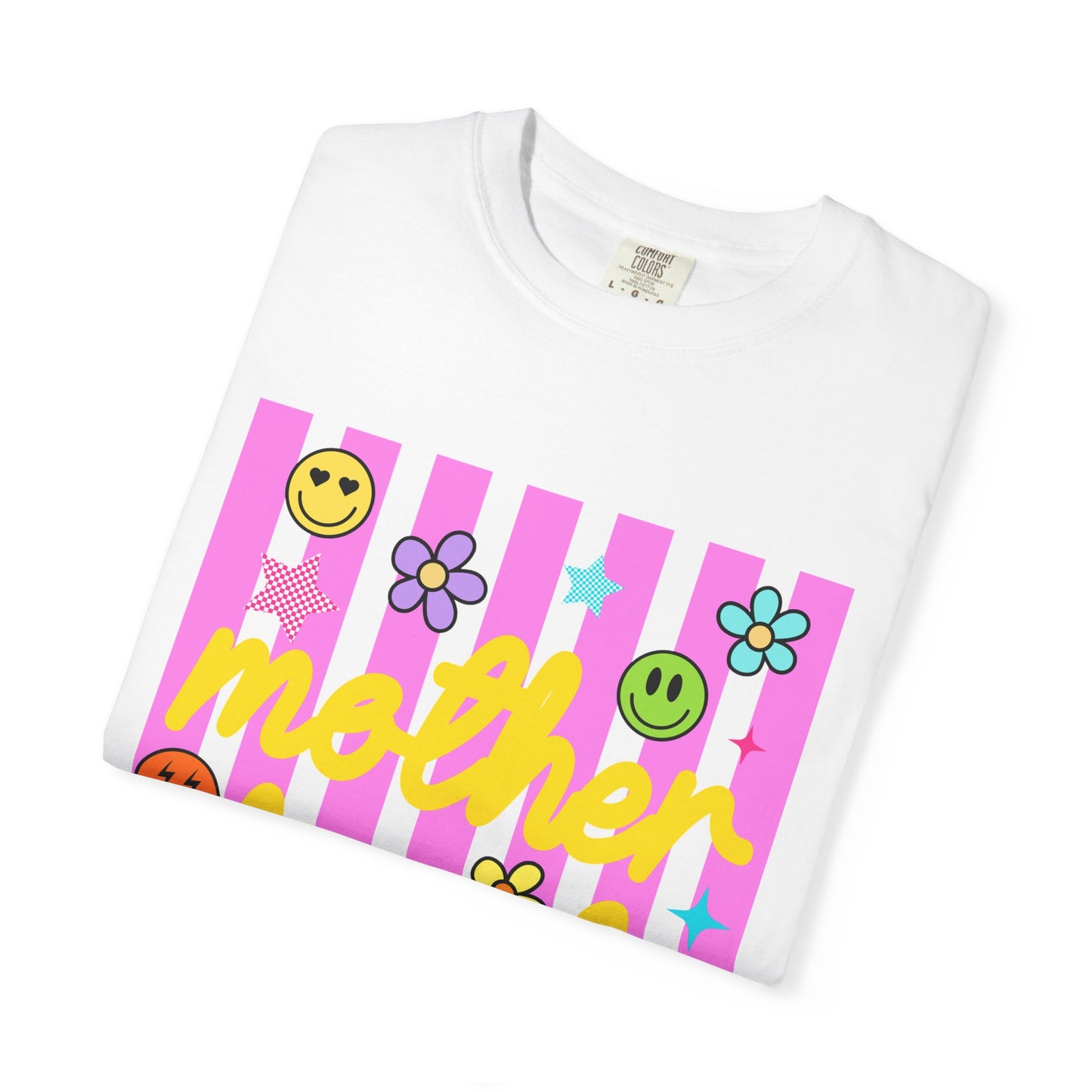 Motherhood T-Shirt — Retro Smiley Flowers Graphic Tee