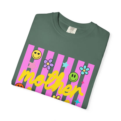 Motherhood T-Shirt — Retro Smiley Flowers Graphic Tee