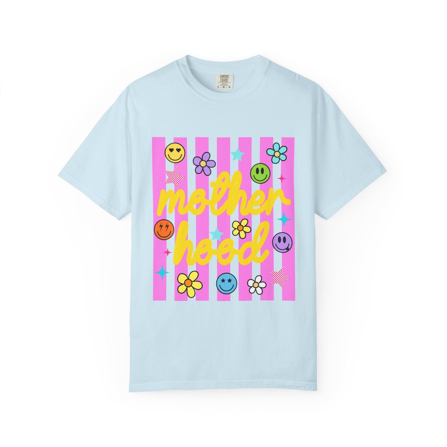 Motherhood T-Shirt — Retro Smiley Flowers Graphic Tee
