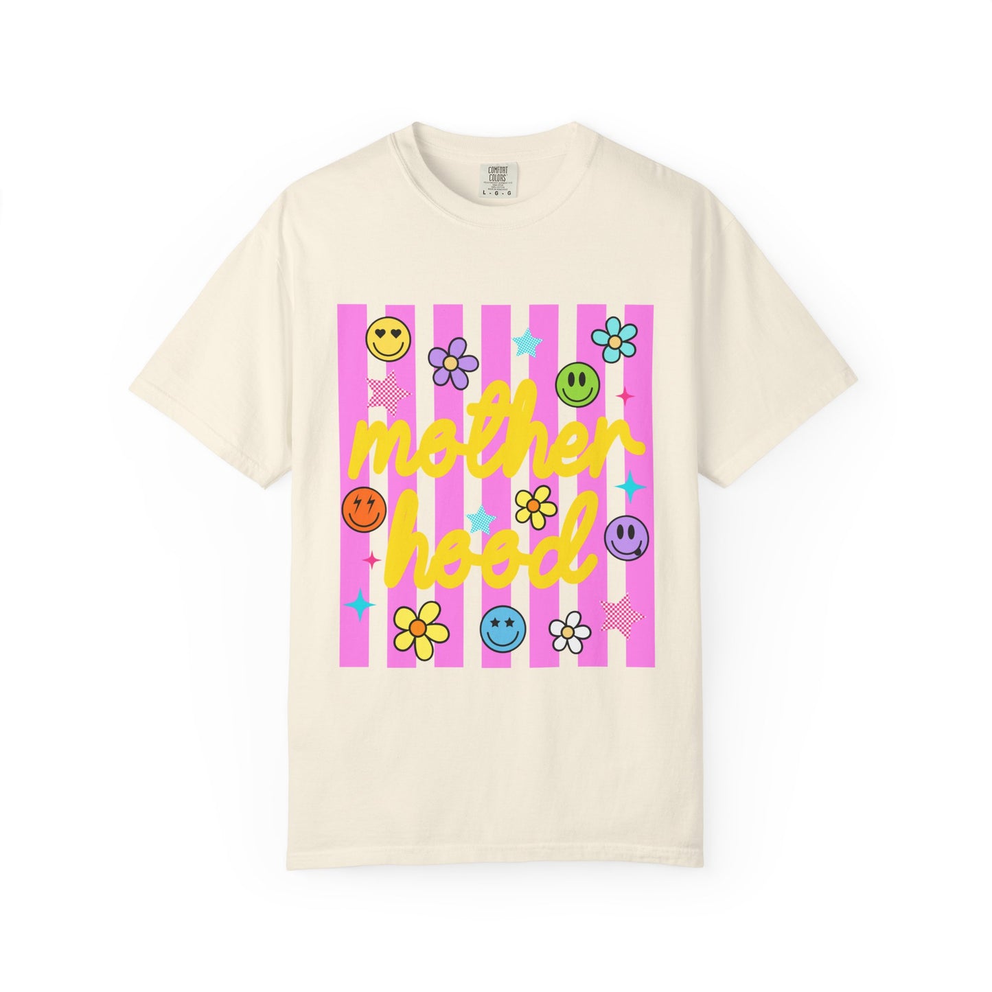 Motherhood T-Shirt — Retro Smiley Flowers Graphic Tee