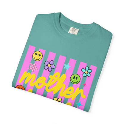 Motherhood T-Shirt — Retro Smiley Flowers Graphic Tee