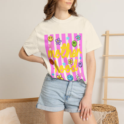 Motherhood T-Shirt — Retro Smiley Flowers Graphic Tee