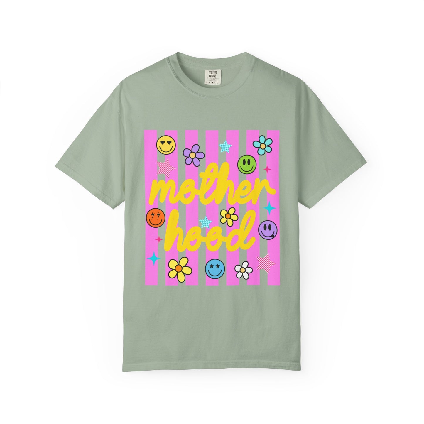 Motherhood T-Shirt — Retro Smiley Flowers Graphic Tee