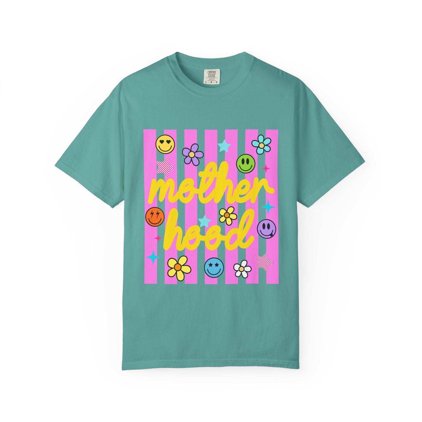 Motherhood T-Shirt — Retro Smiley Flowers Graphic Tee