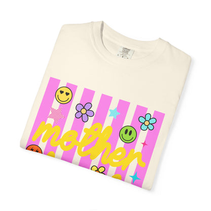 Motherhood T-Shirt — Retro Smiley Flowers Graphic Tee