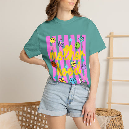 Motherhood T-Shirt — Retro Smiley Flowers Graphic Tee