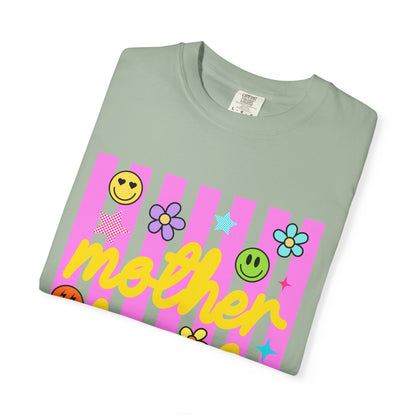 Motherhood T-Shirt — Retro Smiley Flowers Graphic Tee