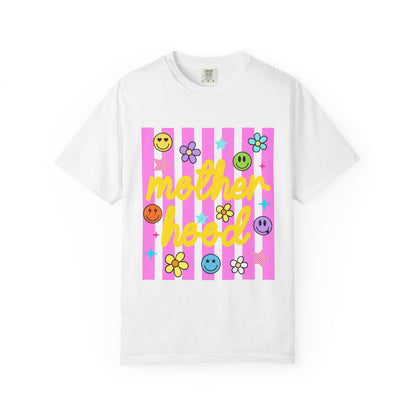 Motherhood T-Shirt — Retro Smiley Flowers Graphic Tee